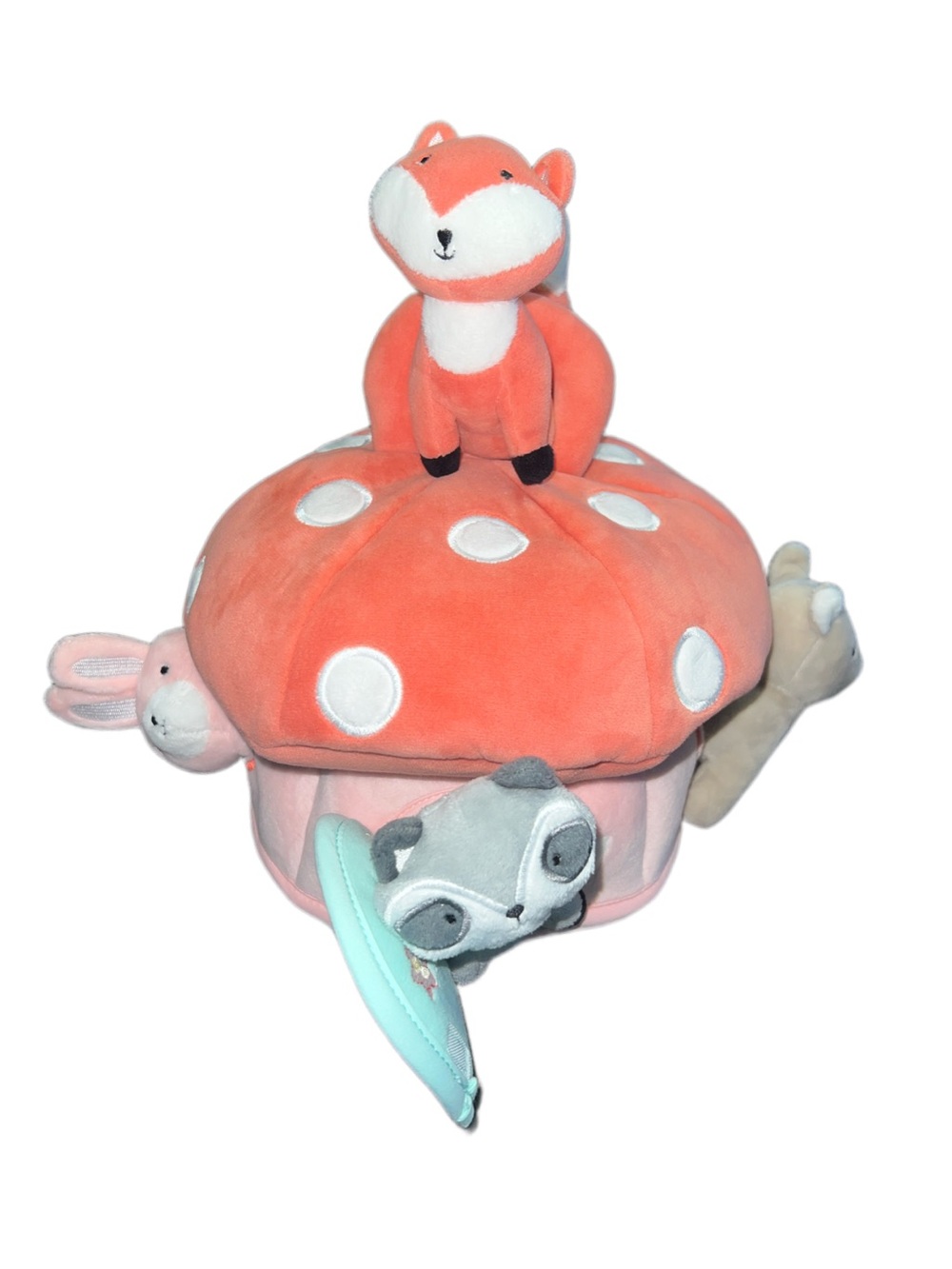 Lambs & Ivy Interactive Plush Mushroom House w/4 Stuffed Animals Handle